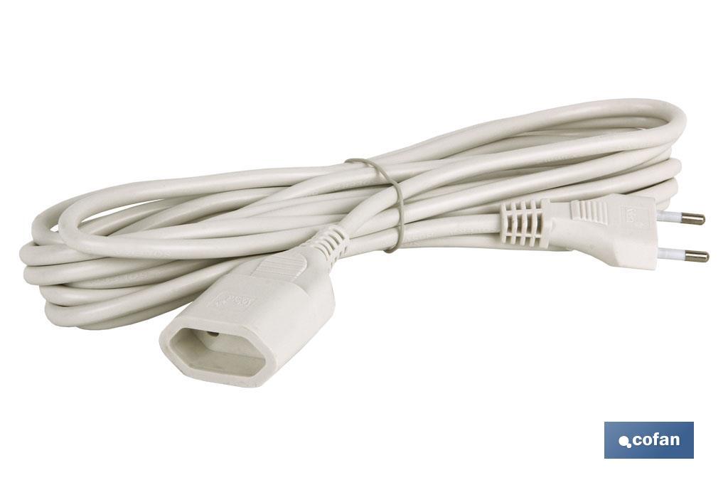 PROLONGADOR BIPOLAR 10A250V ESPIGAØ4 CABLE 5M BLANCO (PACK: 1 UDS)