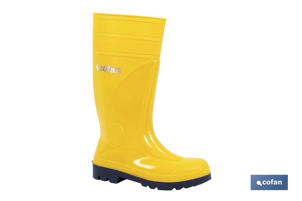 Bota de Agua| Seguridad S5 | Color Amarillo | Fabricada en PVC | Puntera y Plantilla de Acero